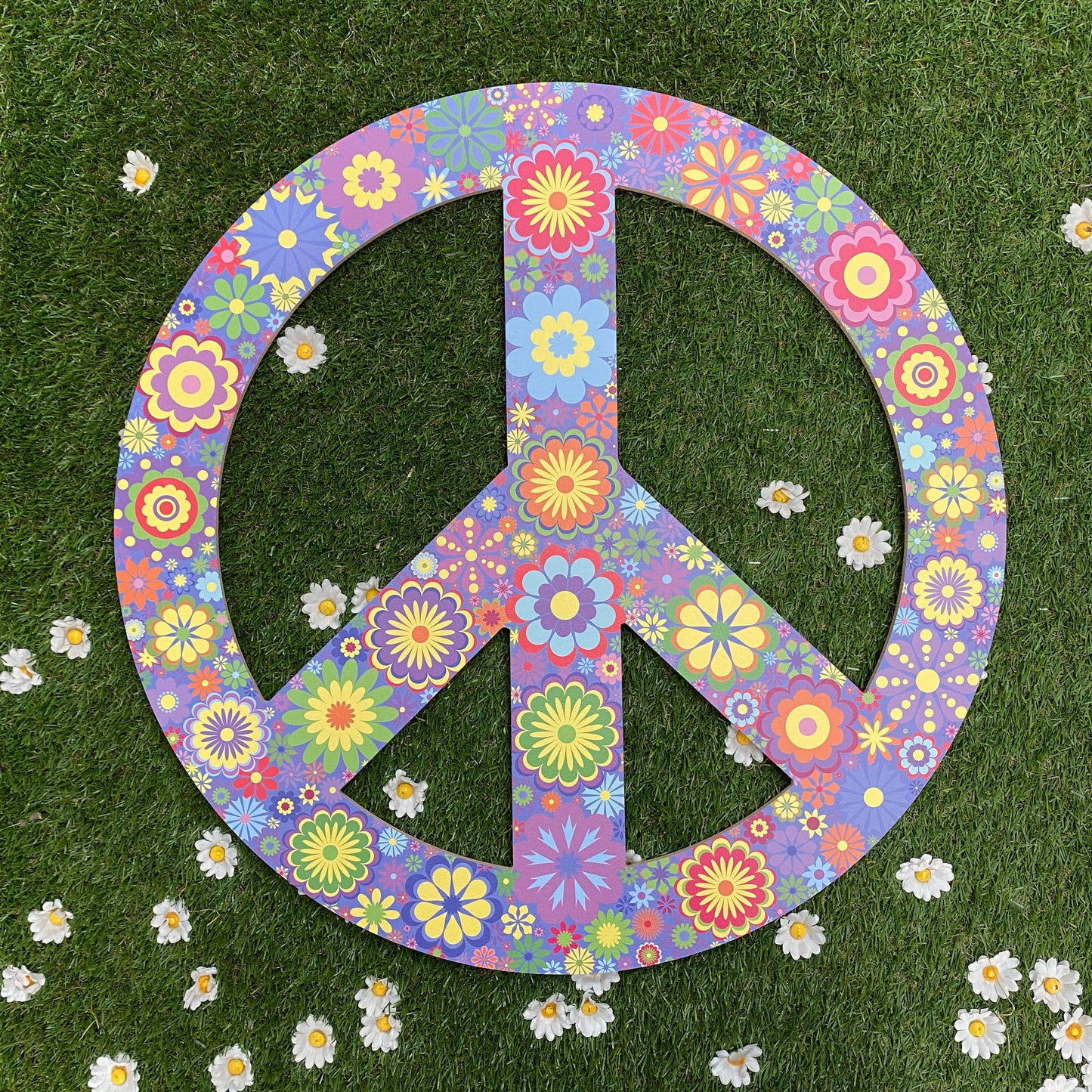 Wooden Flower Peace Sign