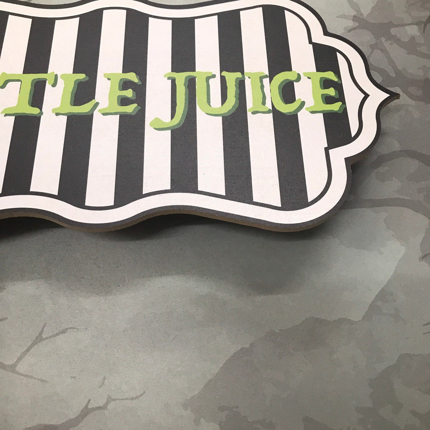 Halloween Monochrome Beetlejuice 2D MDF Wood Prop Sign Decoration