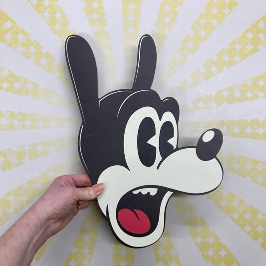 Retro Cartoon Wooden Dog Face