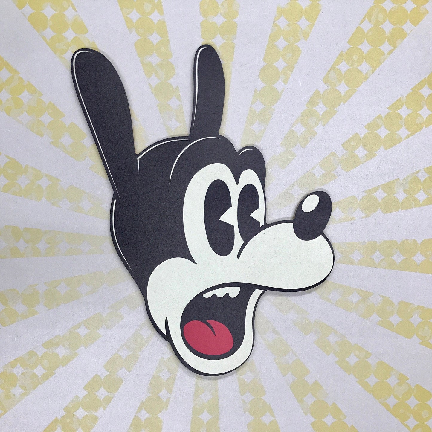 Retro Cartoon Wooden Dog Face