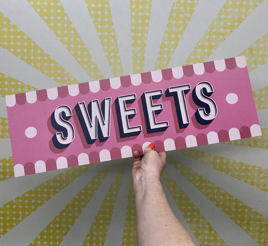 Retro Pink Sweets Sign