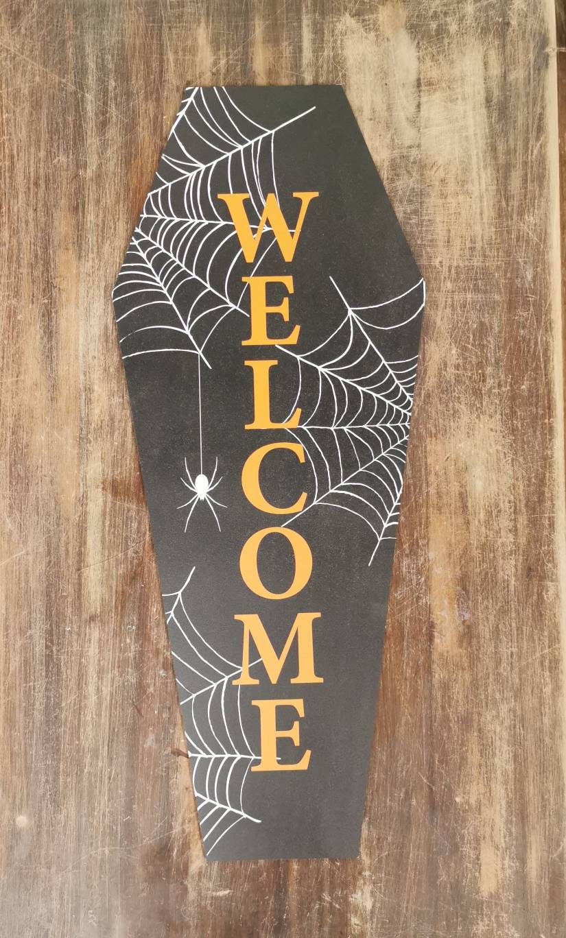 Halloween Coffin Welcome Sign