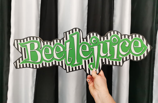 Beetlejuice Shaped Sign Halloween Party Drink Station Sign 2D MDF Wood