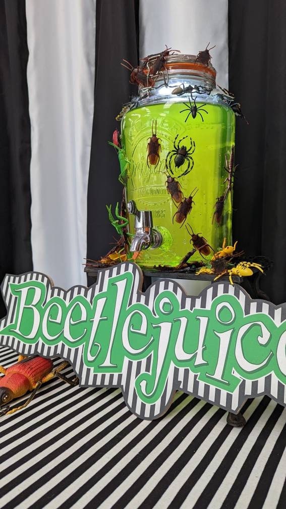 Beetlejuice Shaped Sign Halloween Party Drink Station Sign 2D MDF Wood