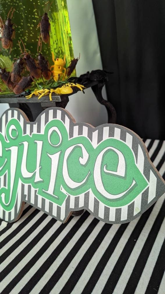 Beetlejuice Shaped Sign Halloween Party Drink Station Sign 2D MDF Wood