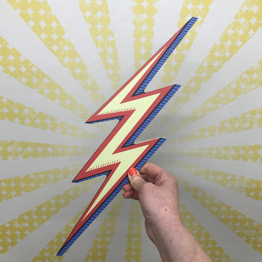 Retro MDF 2D Lightning Bolt Ziggy Stardust Bowie 70's 80's Decoration Wall Art Prop