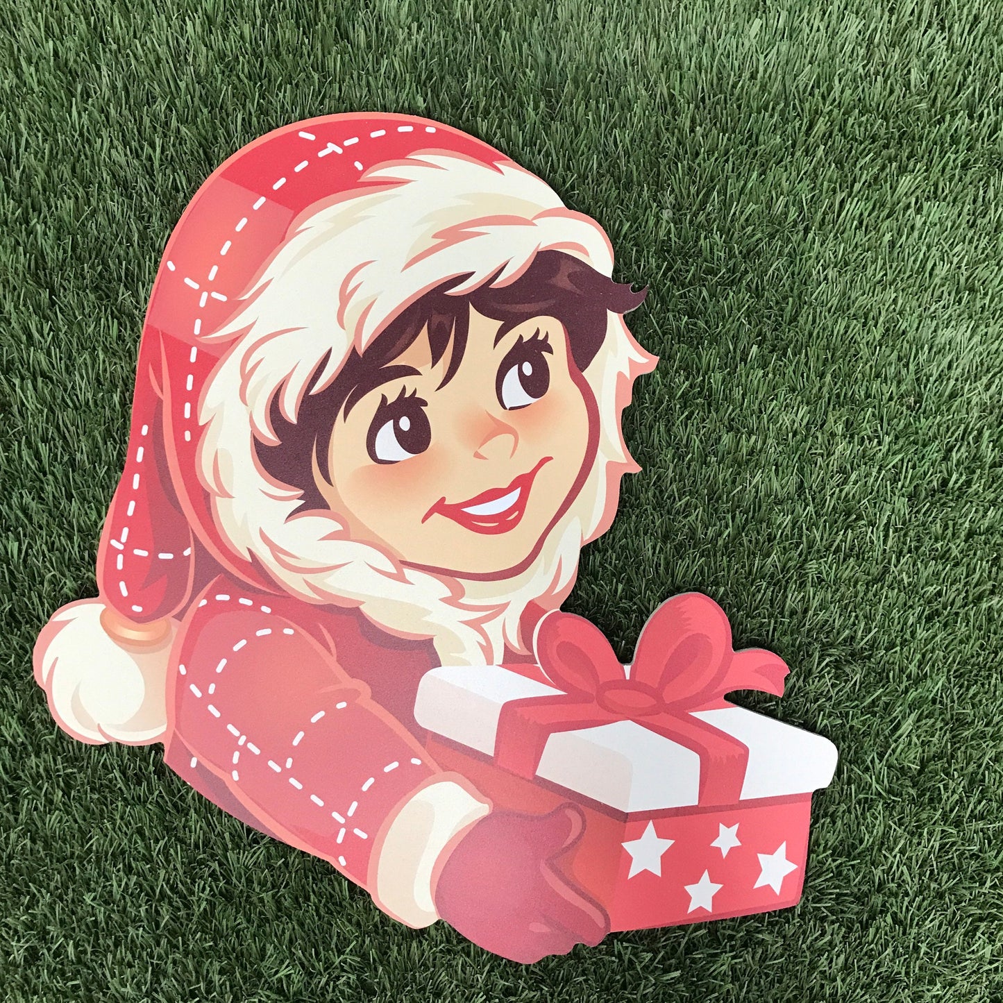 Retro Christmas Girl Plaque