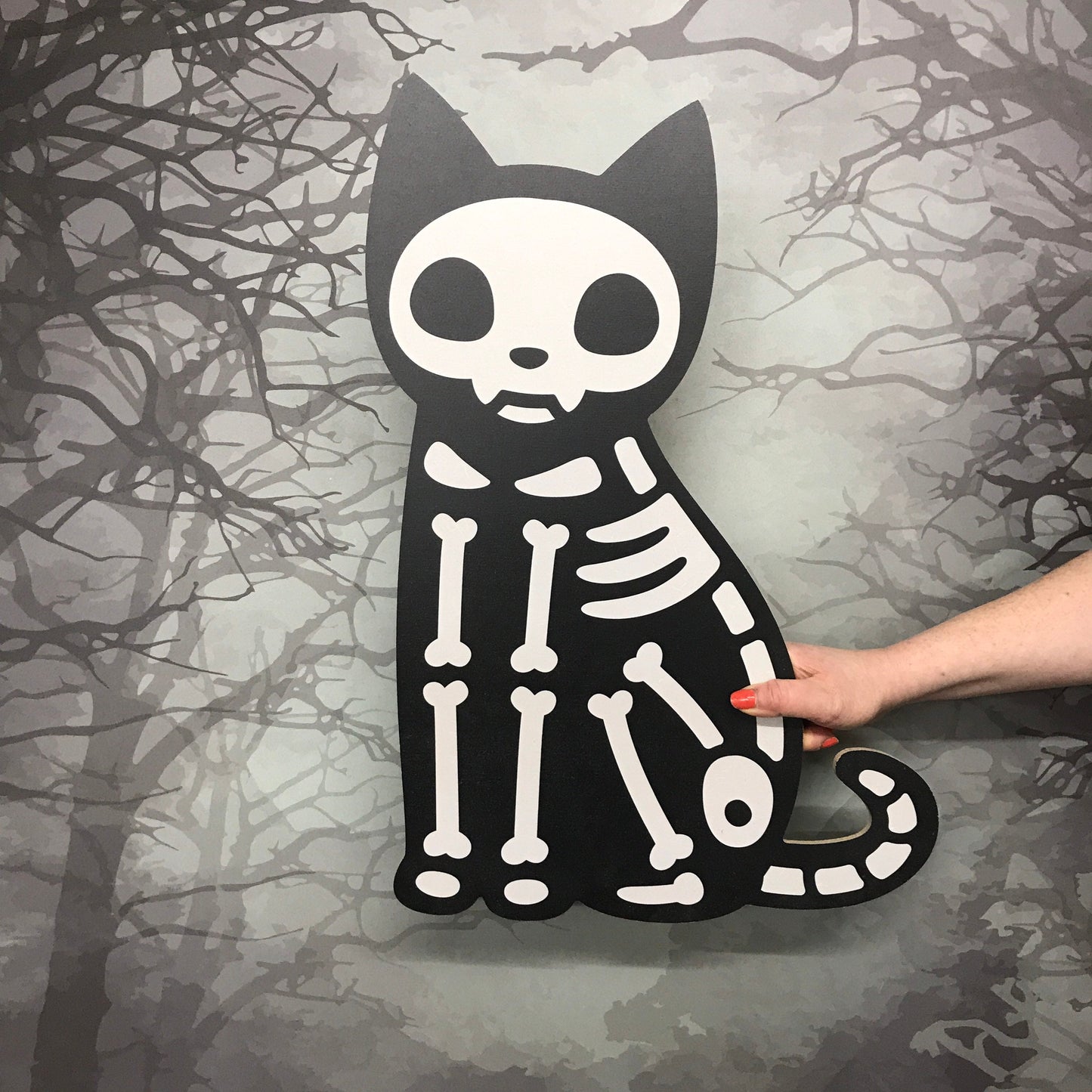 Cat Skeleton Wooden Cutout
