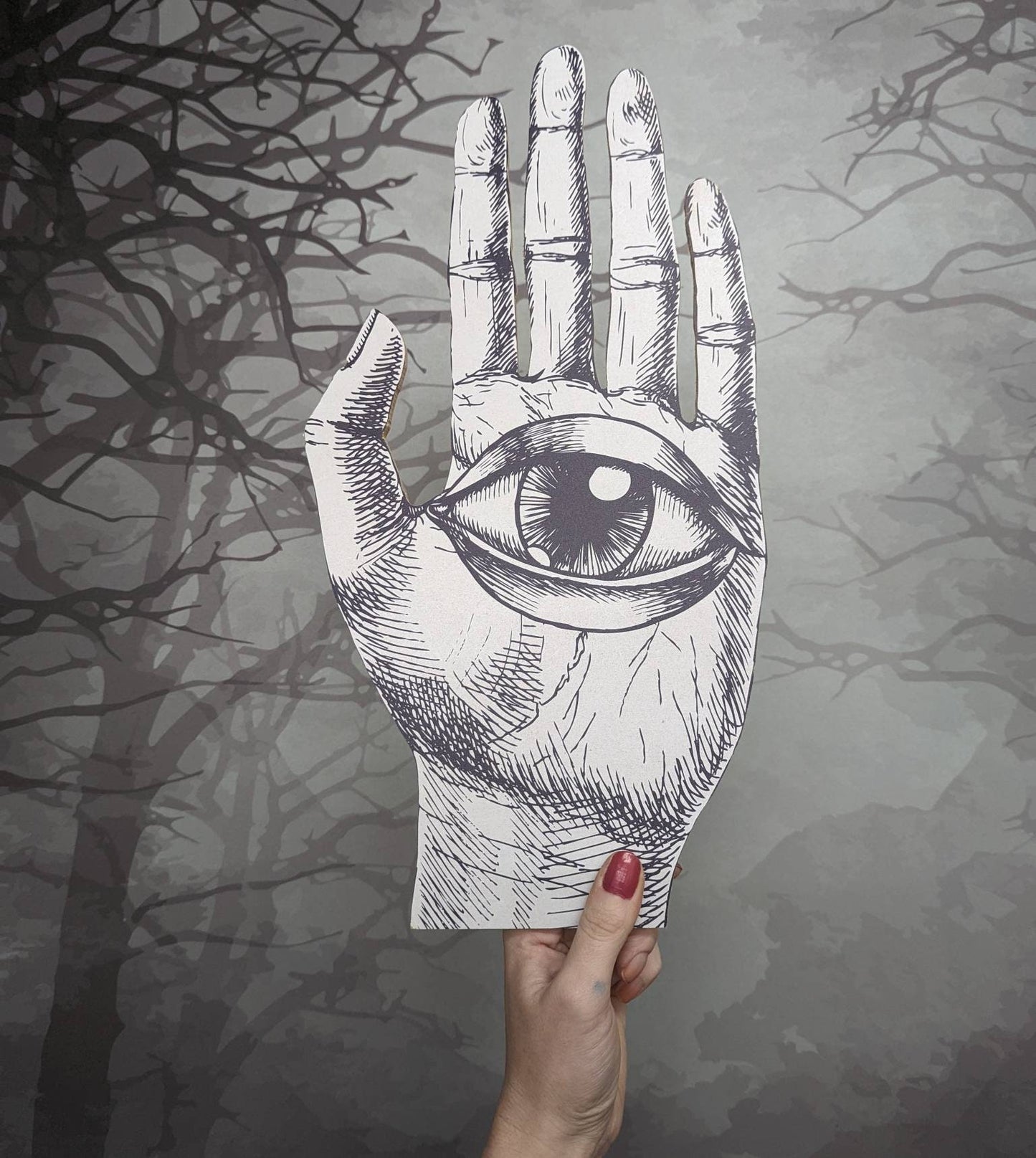 Hand and Eye Wooden Sign