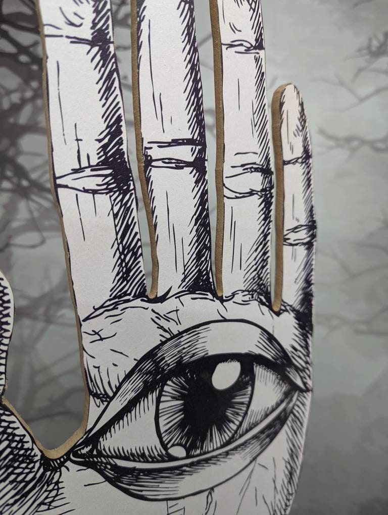 Hand and Eye Wooden Sign