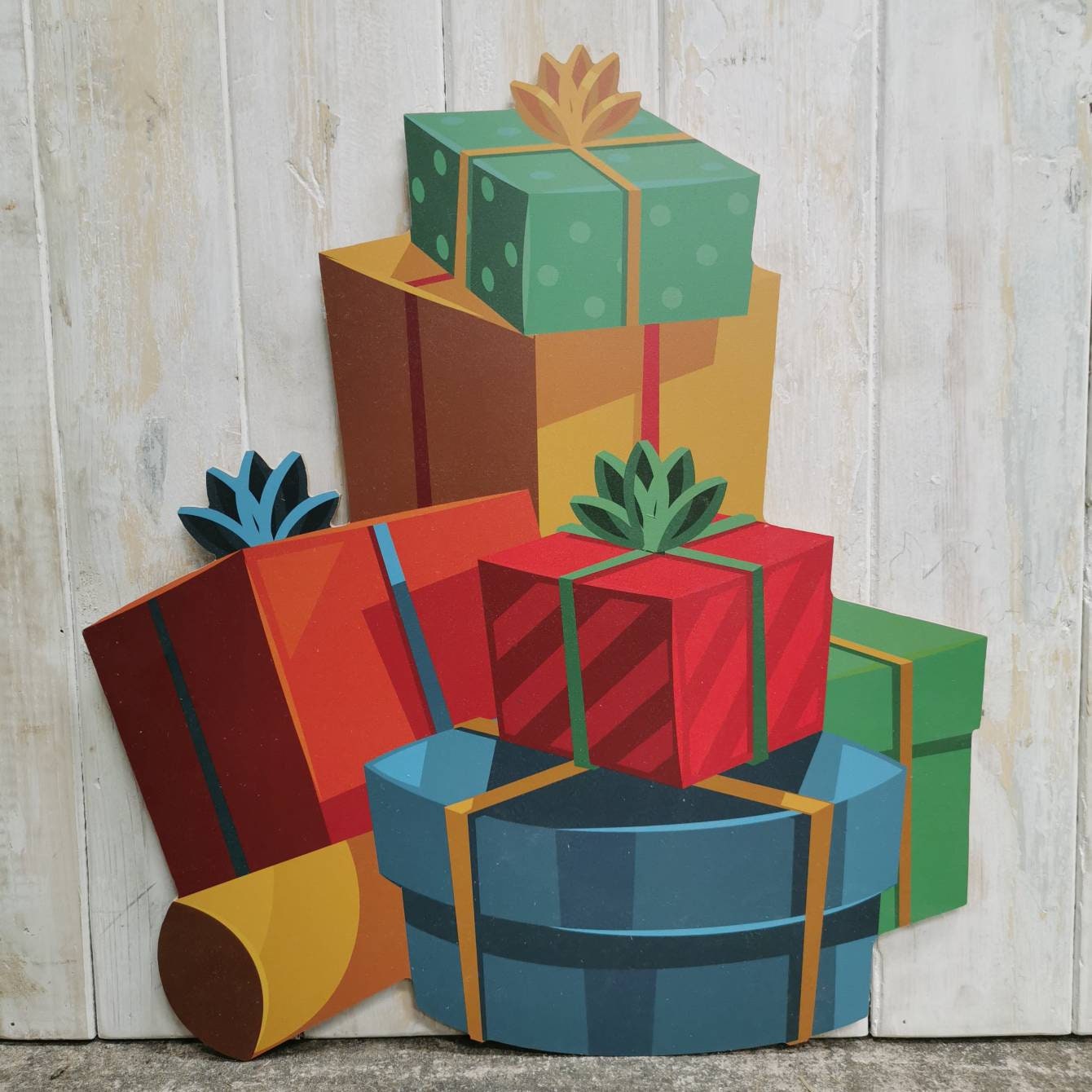 Present Stack Display Wooden Cutout