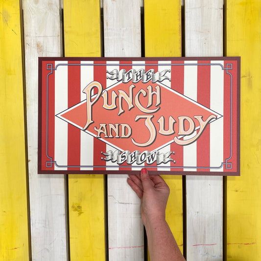 Traditional Seaside Punch & Judy Sign Pier Funfair Fete MDF Wood