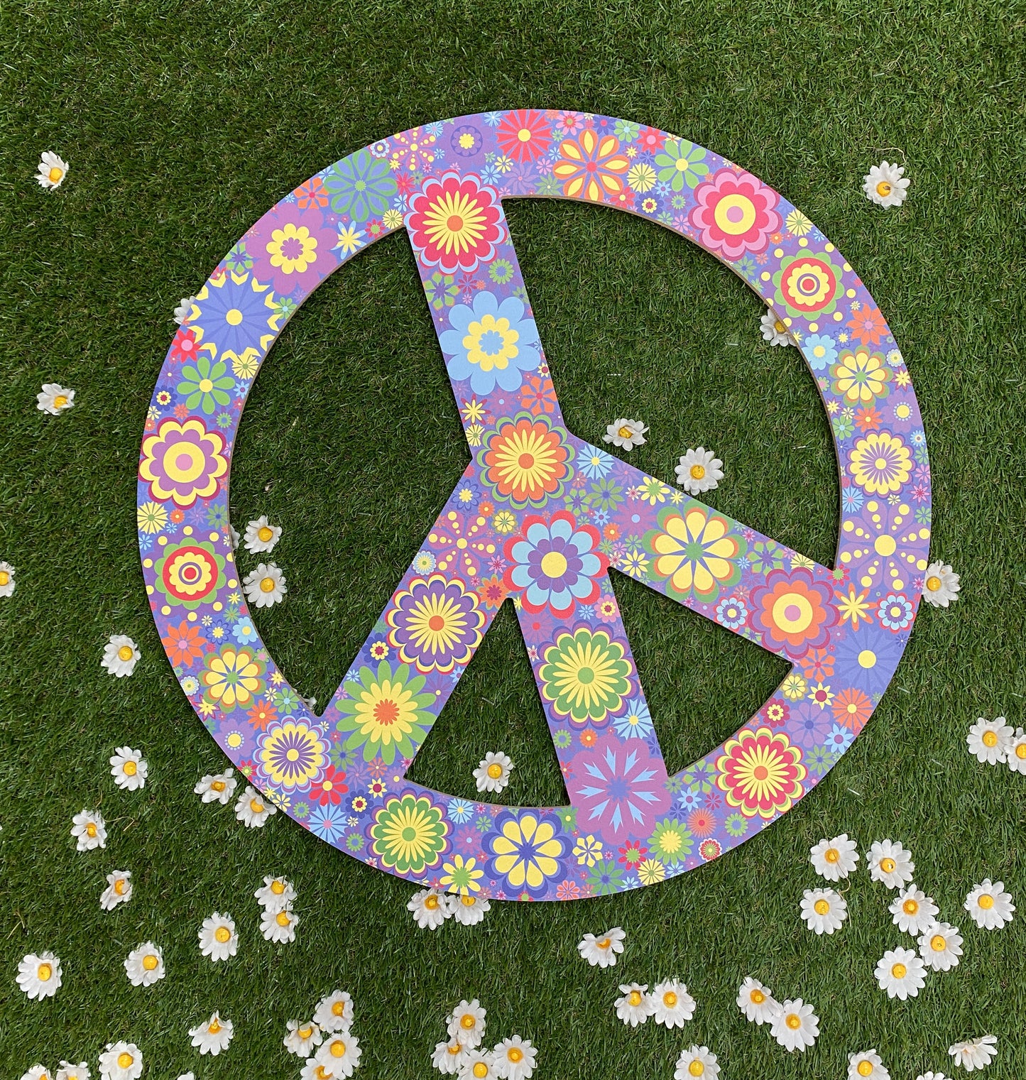 Wooden Flower Peace Sign