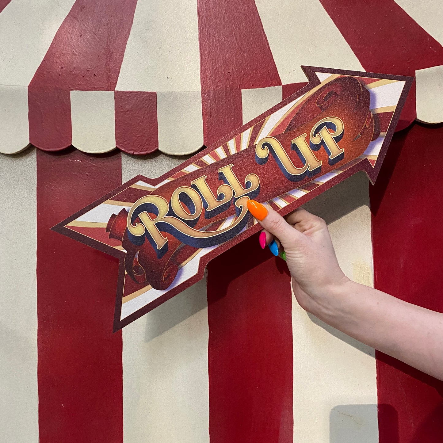 Circus Roll Up Arrow Sign